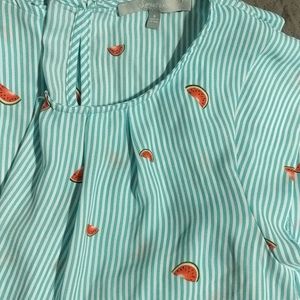 Blue white stripped watermelon top